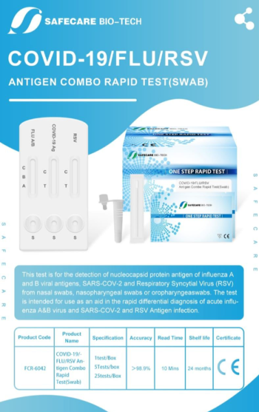 Antigentest Laien Combo SAFECARE 4 in 1 Covid-19/FLU/RSV 1er